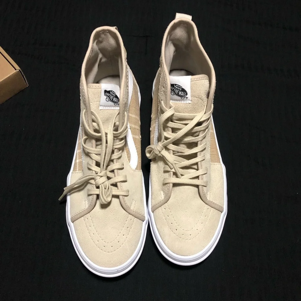 Vans-SK8-Hi-Sentry Waffle Cup-Plaid French Oak-UNISEX Shoes-Mens 9.5/Women 11